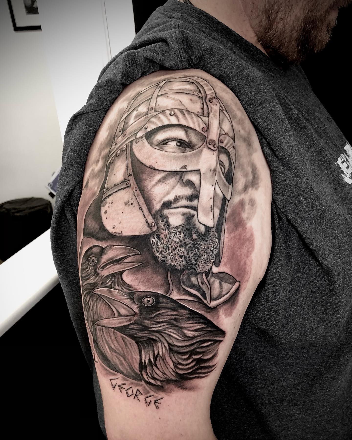 Portrait of Viking Warrior and Ravens