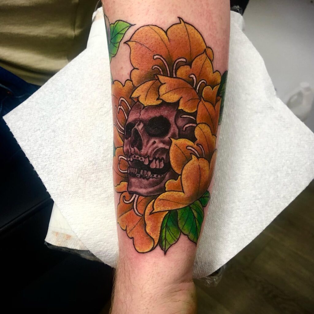 Flowers with Skull