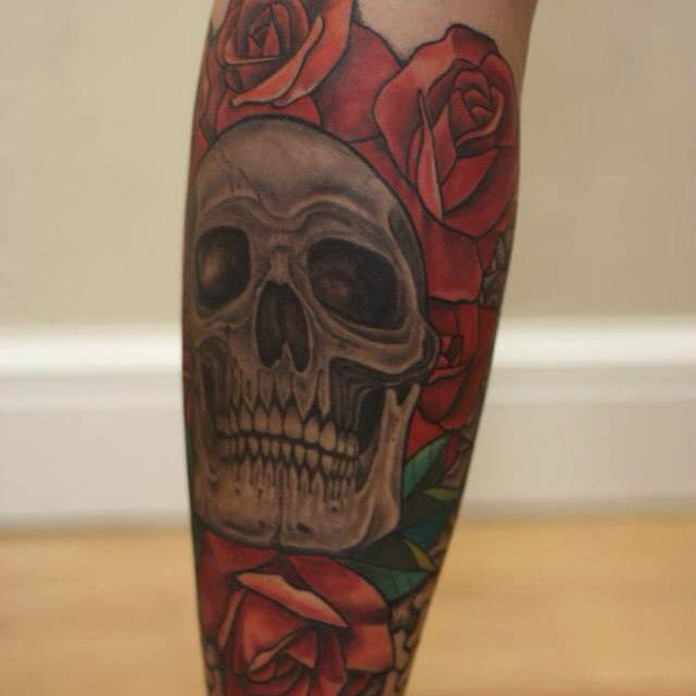 Rose Flowers with Skull