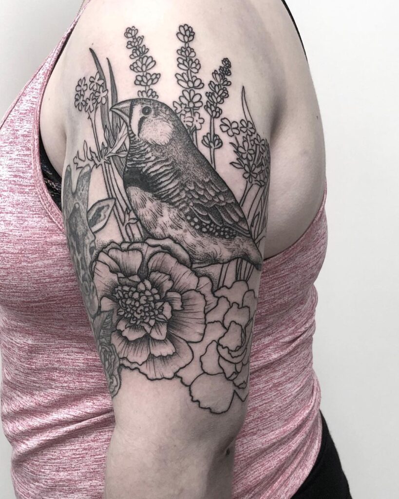 Flowers with Bird