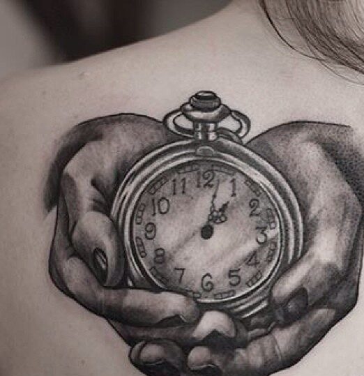 Realistic Hands Holding Pocket Watch