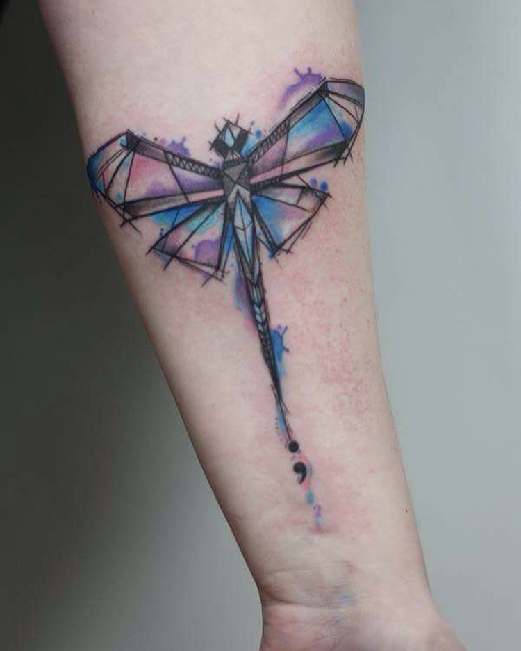 Geometric Watercolour Dragonfly