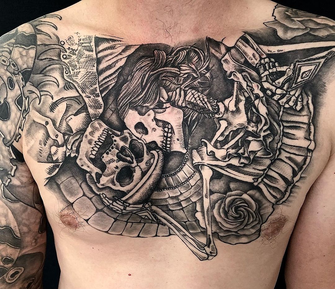 Skeleton Love Chest Piece