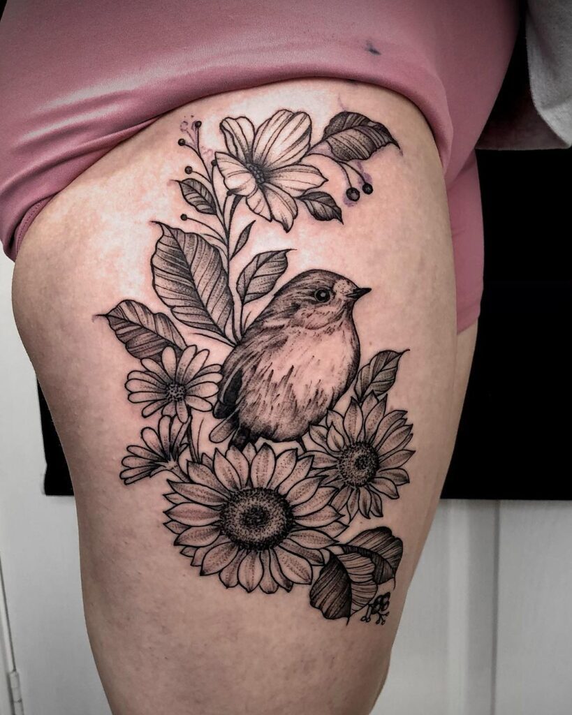 Flowers with Bird