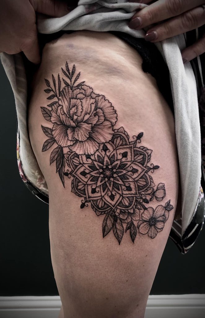 Flower geometric tattoo