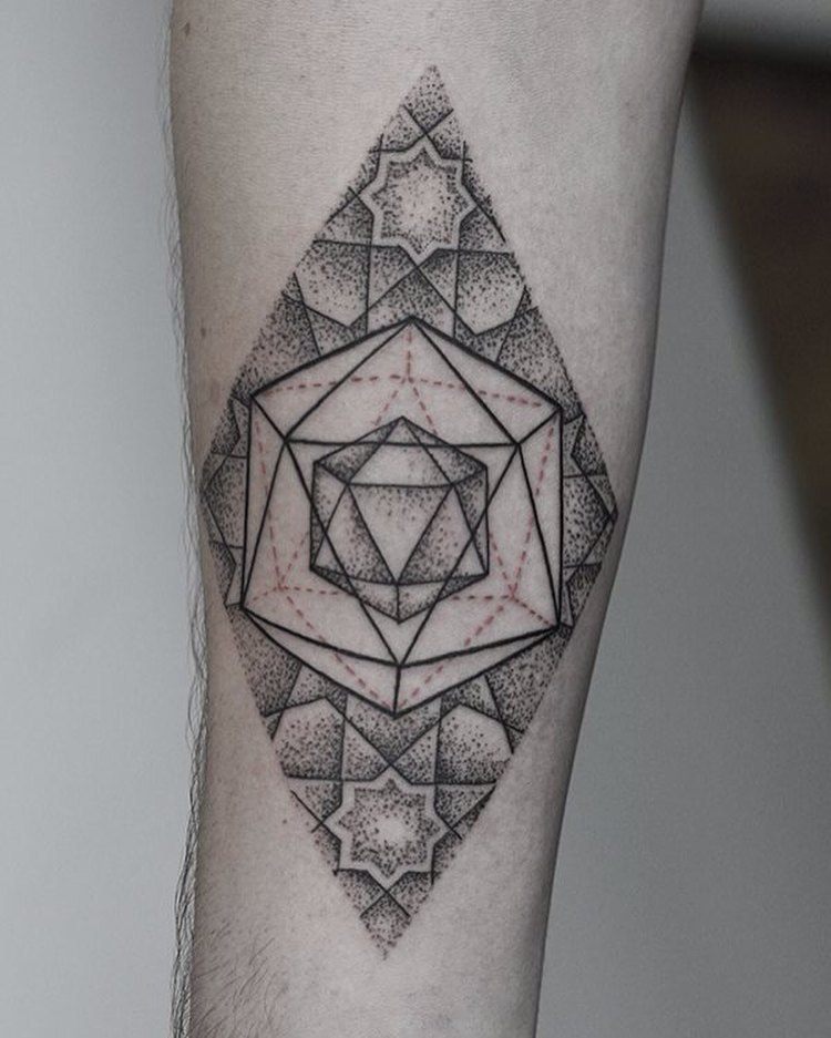 Thinking of Getting a Sacred Geometry Tattoo? 11 Dotwork sacred geometry tattoo with geometric linework