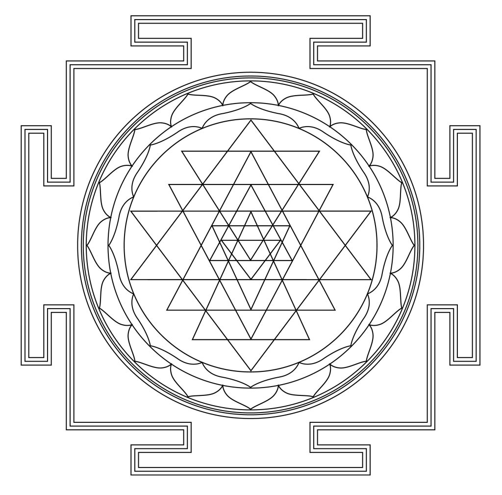 Thinking of Getting a Sacred Geometry Tattoo? 7 Sri Yantra geometric tattoo with interlocking triangles